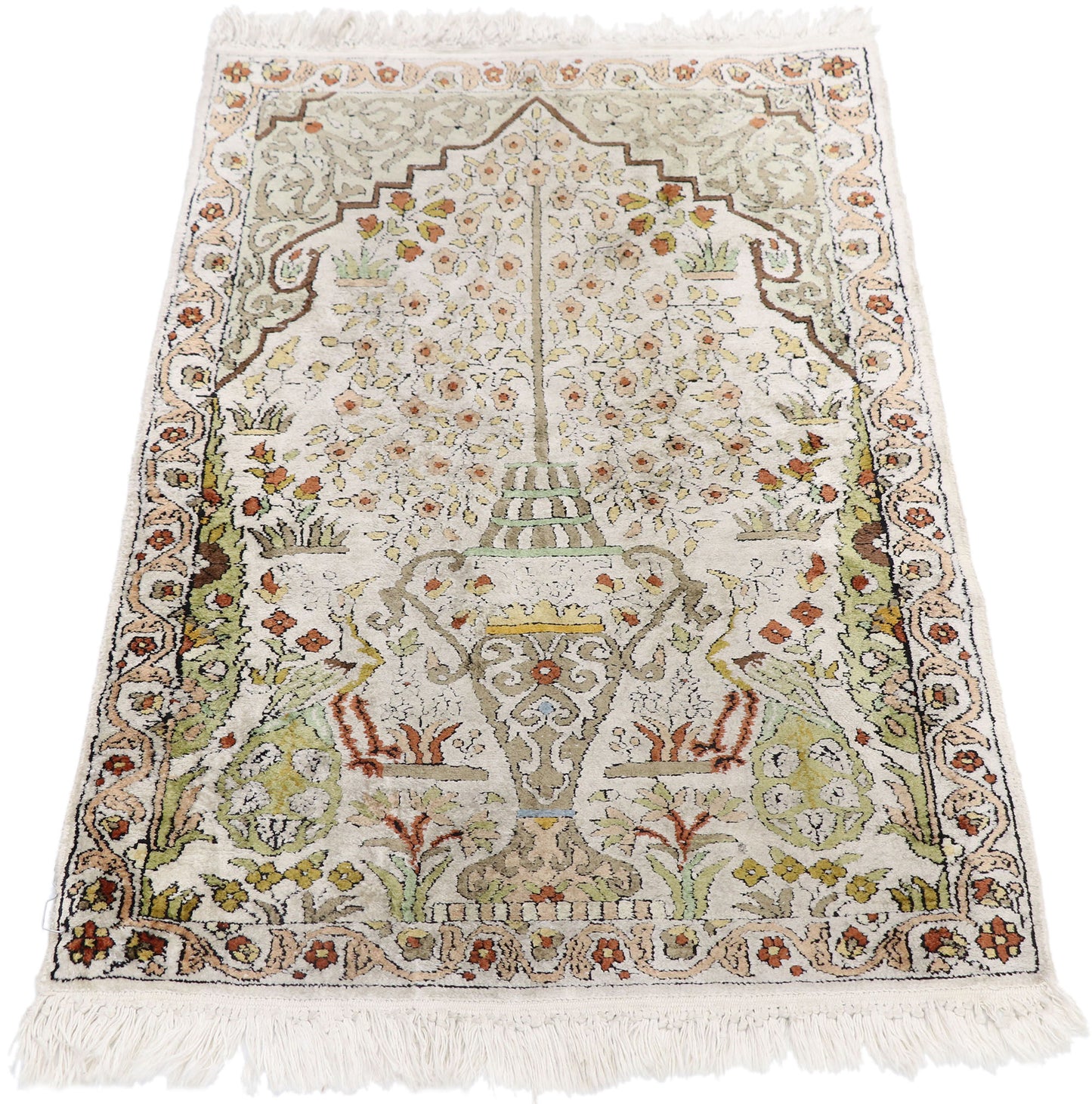 2 x 3 Vintage Persian Qum Prayer Rug 77796