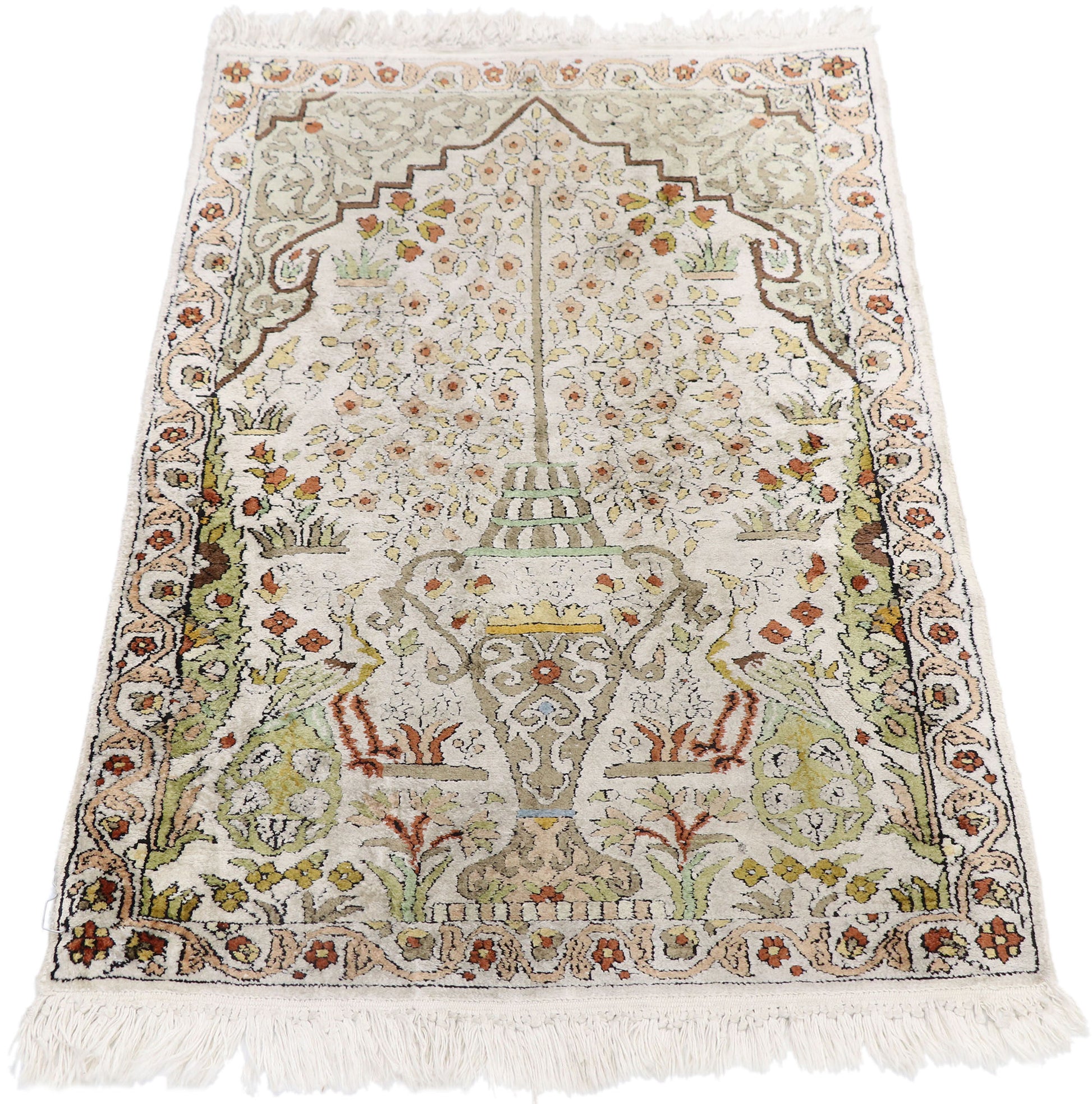 2 x 3 Vintage Persian Qum Prayer Rug 77796
