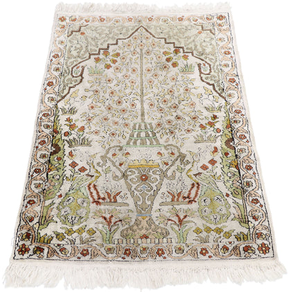 2 x 3 Vintage Persian Qum Prayer Rug 77796