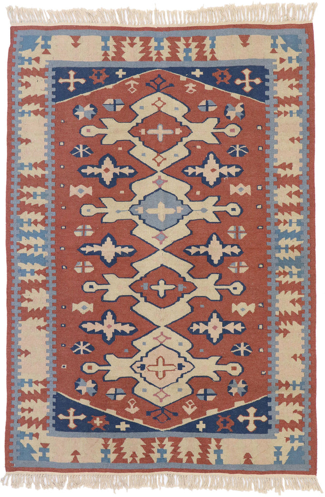 4 x 6 Vintage Persian Shiraz Kilim Rug 77800