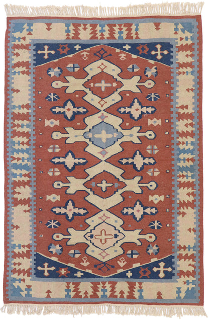 4 x 6 Vintage Persian Shiraz Kilim Rug 77800