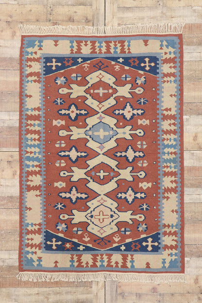 4 x 6 Vintage Persian Shiraz Kilim Rug 77800