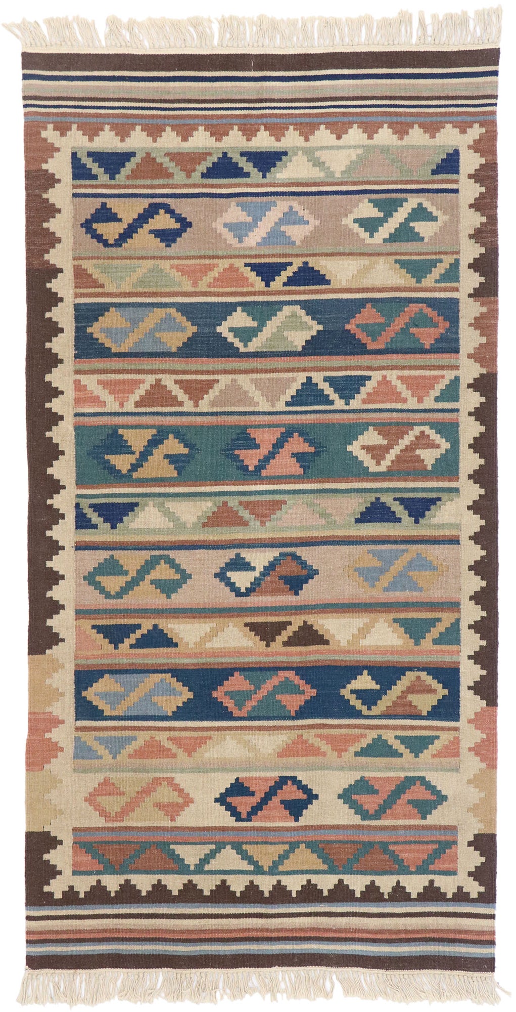 3 x 7 Vintage Persian Shiraz Kilim Rug 77801