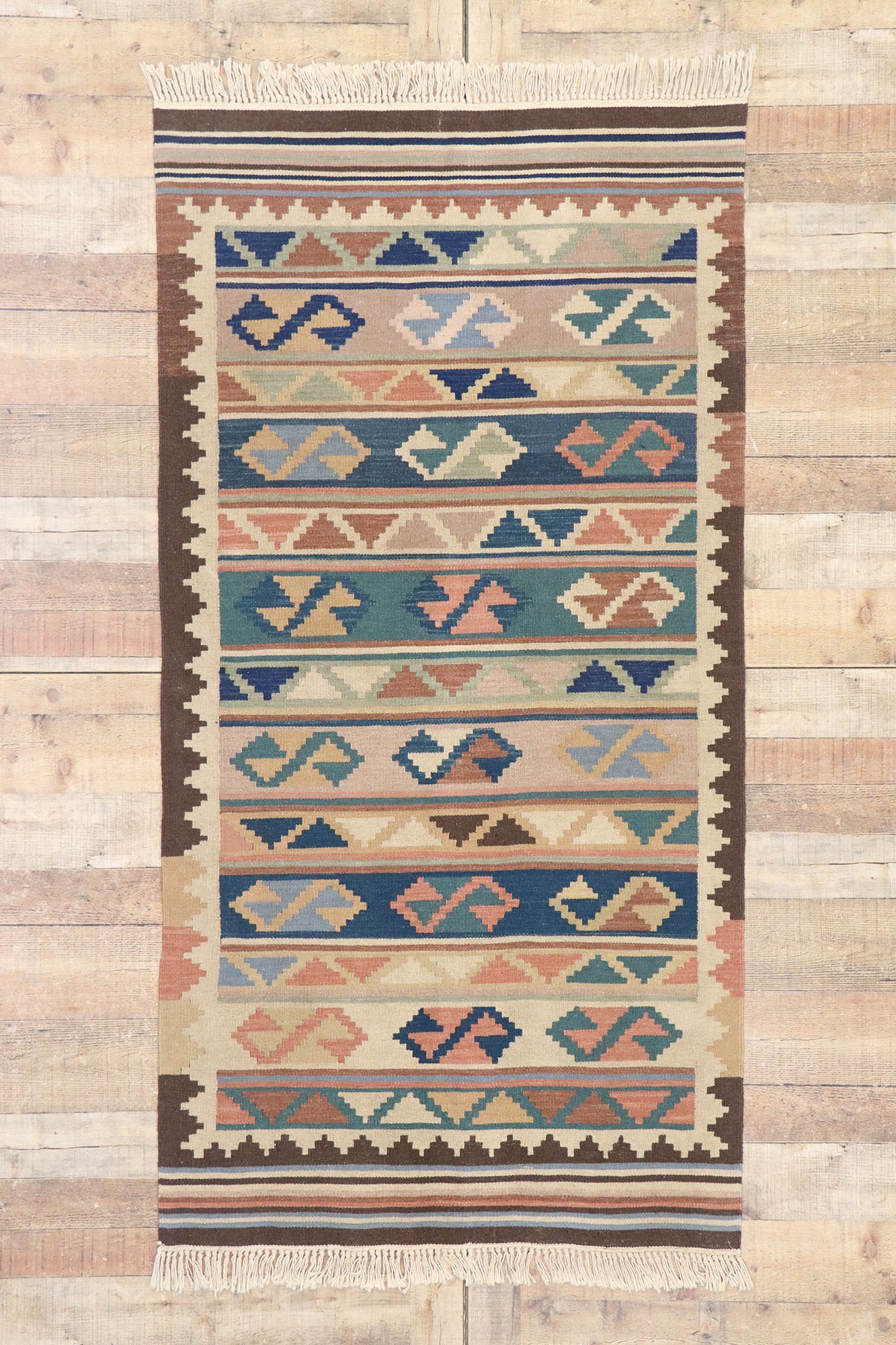3 x 7 Vintage Persian Shiraz Kilim Rug 77801
