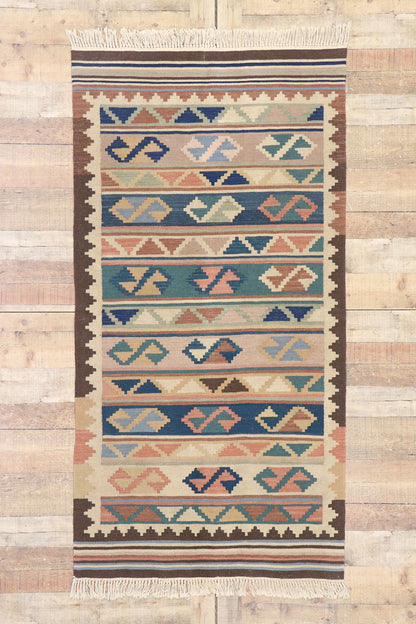 3 x 7 Vintage Persian Shiraz Kilim Rug 77801