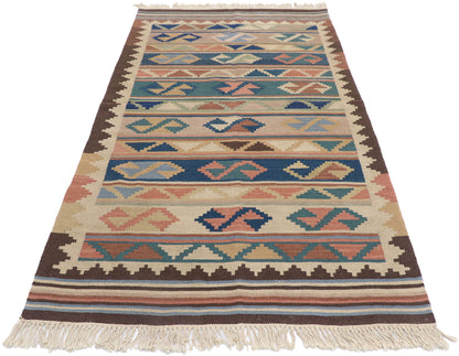 3 x 7 Vintage Persian Shiraz Kilim Rug 77801