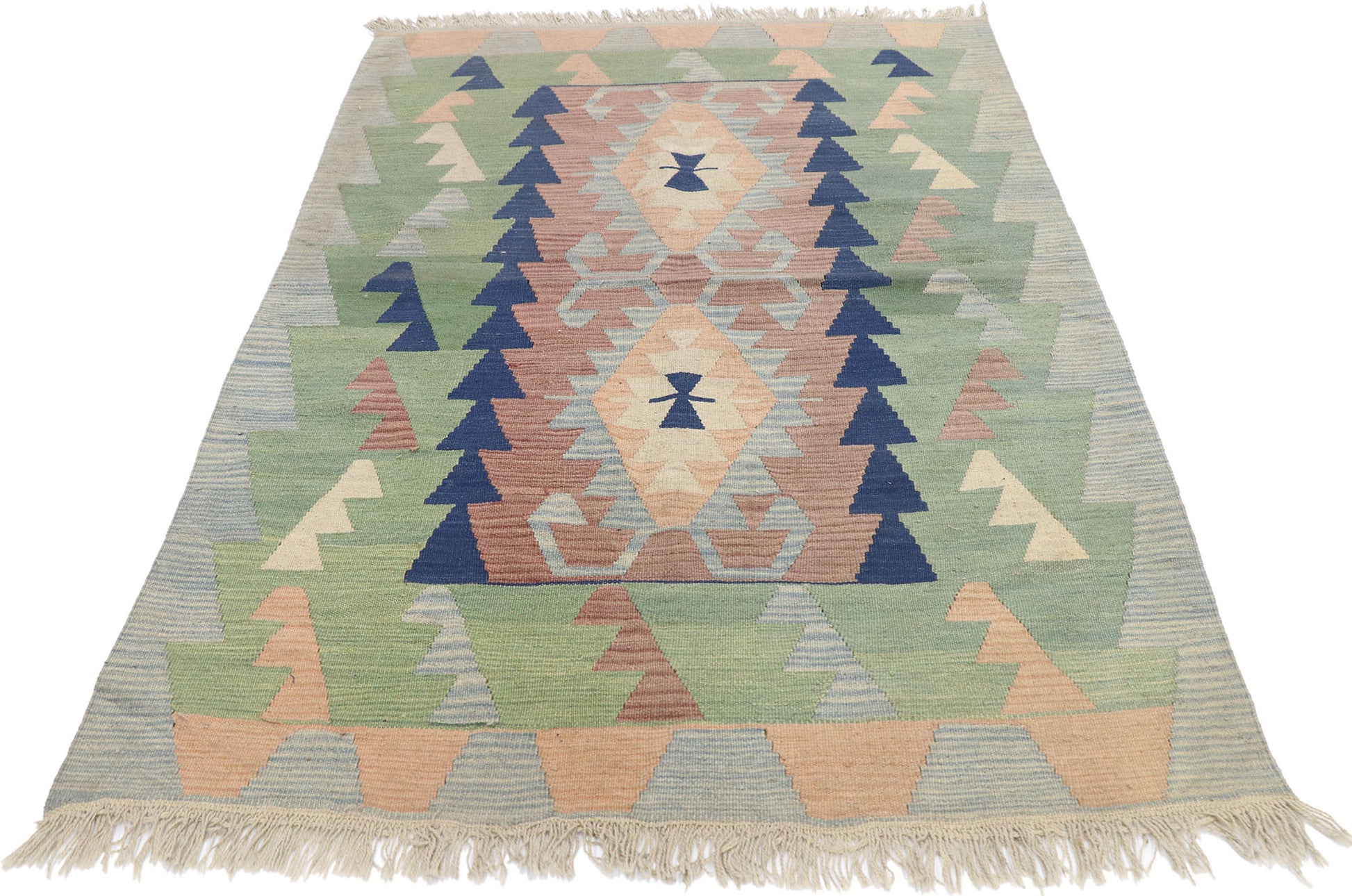 4 x 6 Vintage Persian Shiraz Kilim Rug 77806