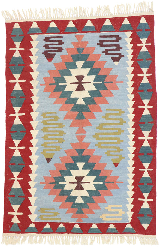 4 x 6 Vintage Persian Shiraz Kilim Rug 77807