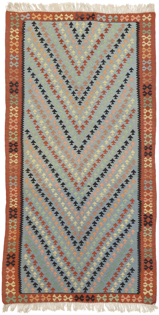 3 x 7 Vintage Persian Shiraz Kilim Rug 77808