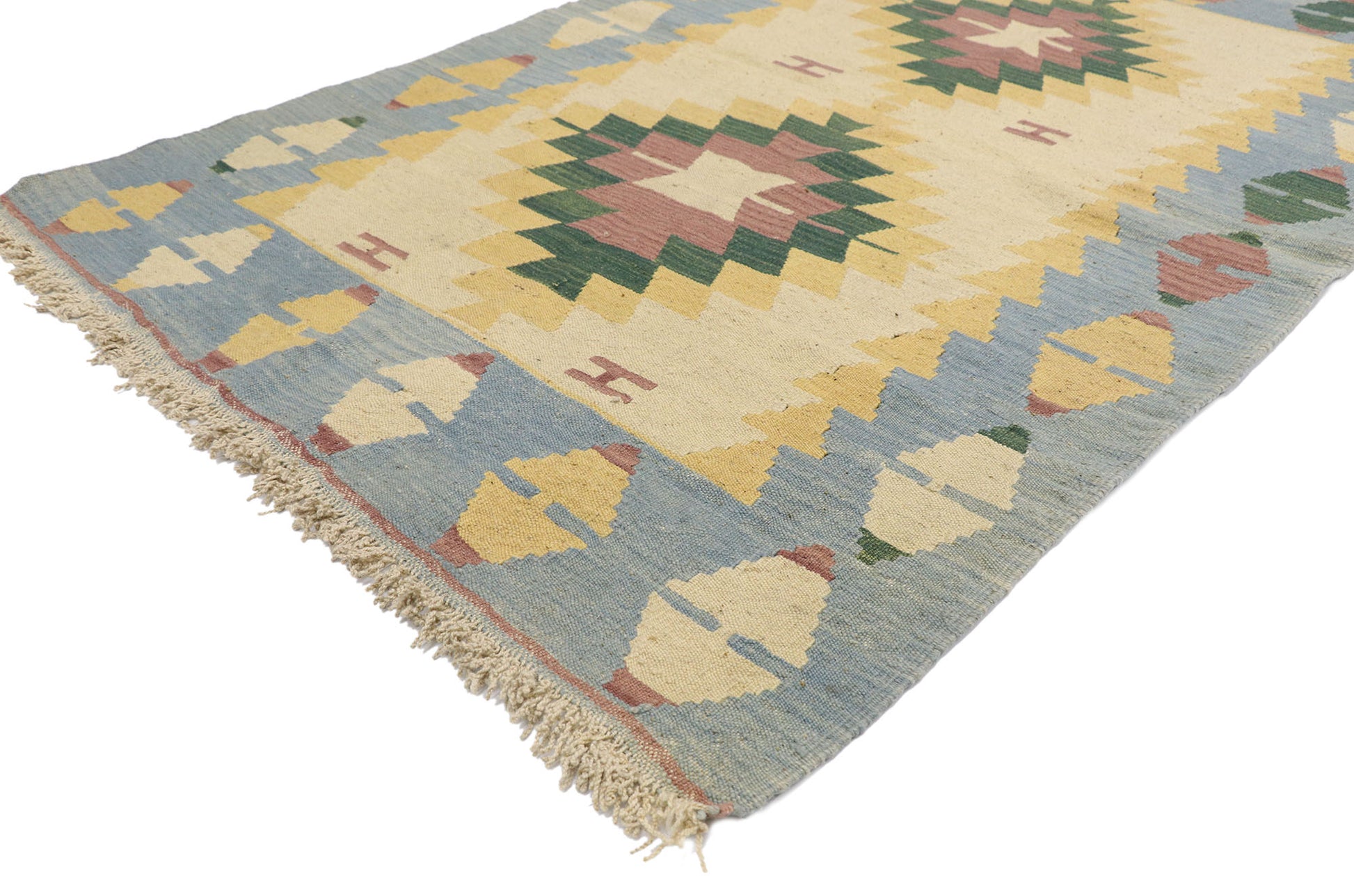 4 x 6 Vintage Persian Shiraz Kilim Rug 77810