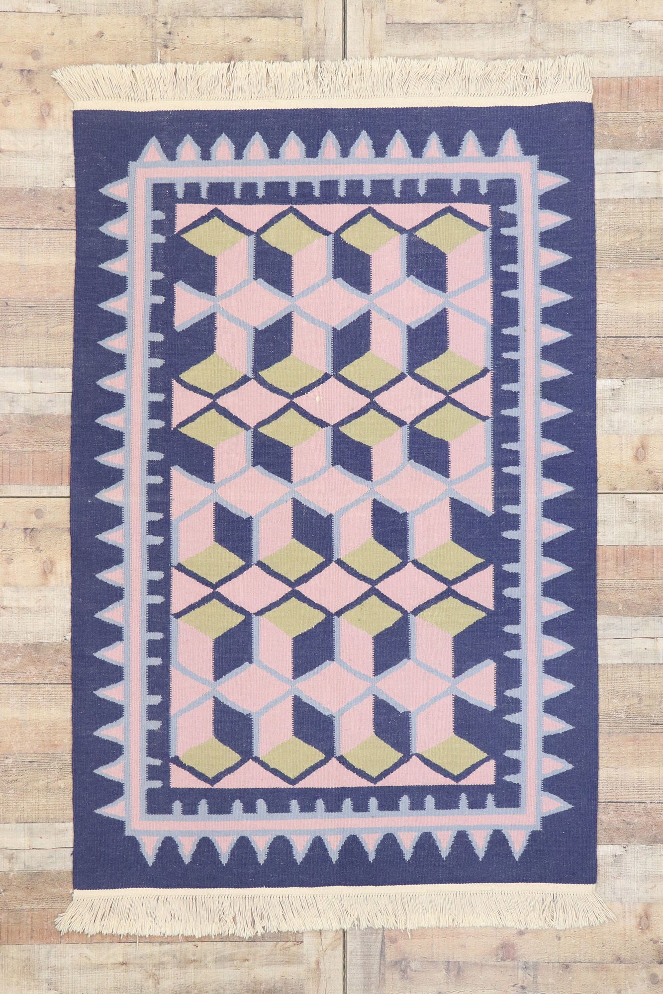 4 x 6 Vintage Chinese Geometric Kilim Rug 77812