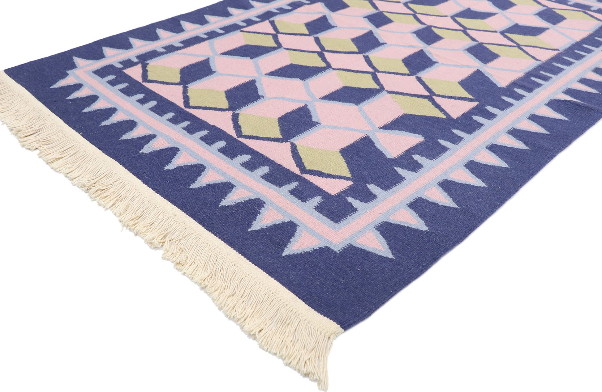 4 x 6 Vintage Chinese Geometric Kilim Rug 77812