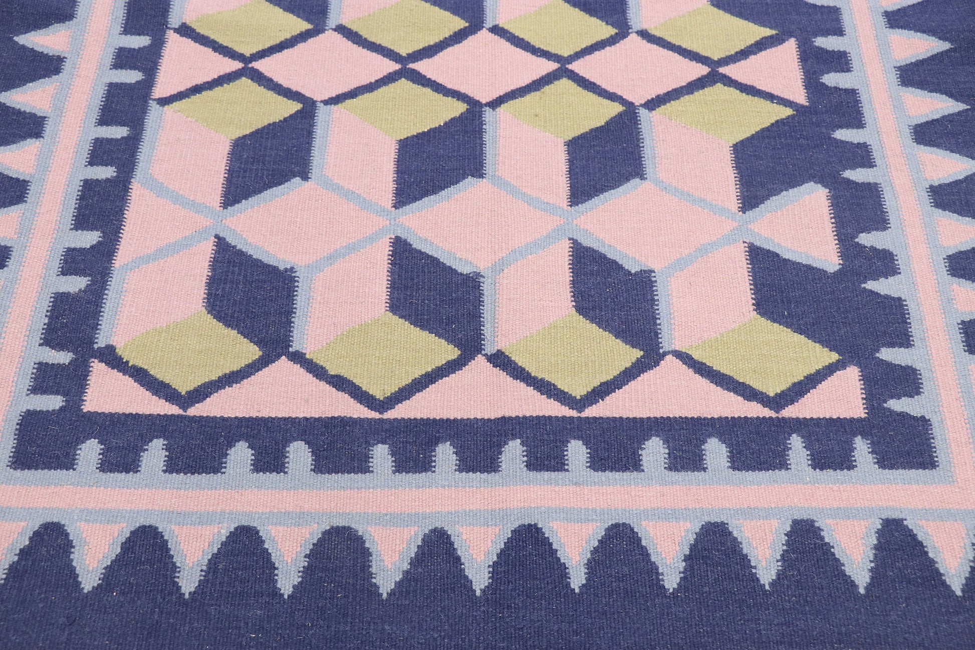 4 x 6 Vintage Chinese Geometric Kilim Rug 77812