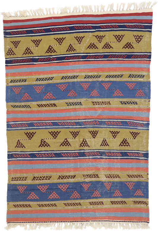 4 x 6 Vintage Persian Shiraz Kilim Rug 77813
