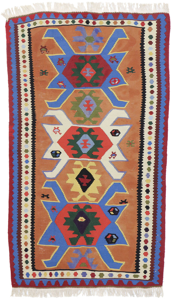 3 x 6 Vintage Persian Shiraz Kilim Rug 77820
