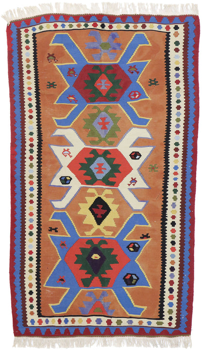 3 x 6 Vintage Persian Shiraz Kilim Rug 77820