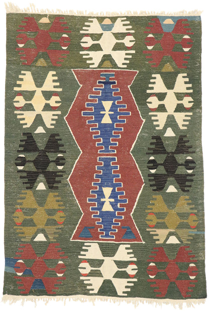 4 x 6 Vintage Persian Shiraz Kilim Rug 77821