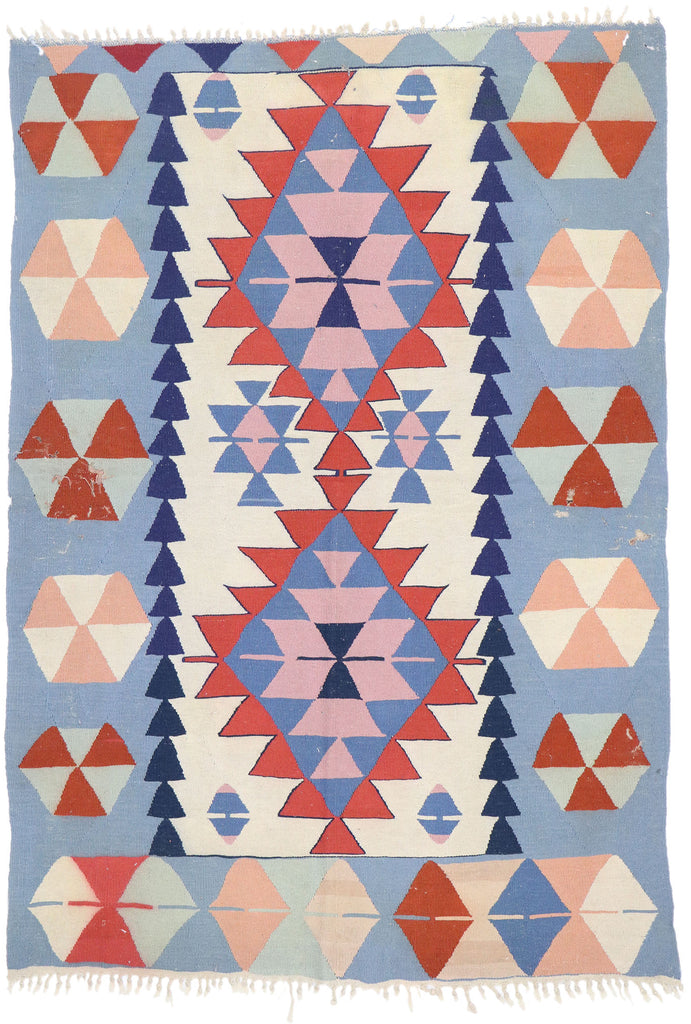 4 x 6 Vintage Persian Shiraz Kilim Rug 77822