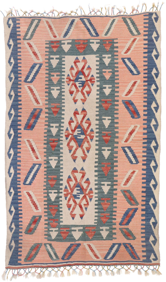 4 x 6 Vintage Persian Shiraz Kilim Rug 77823