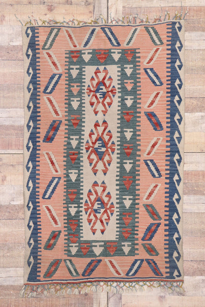 4 x 6 Vintage Persian Shiraz Kilim Rug 77823
