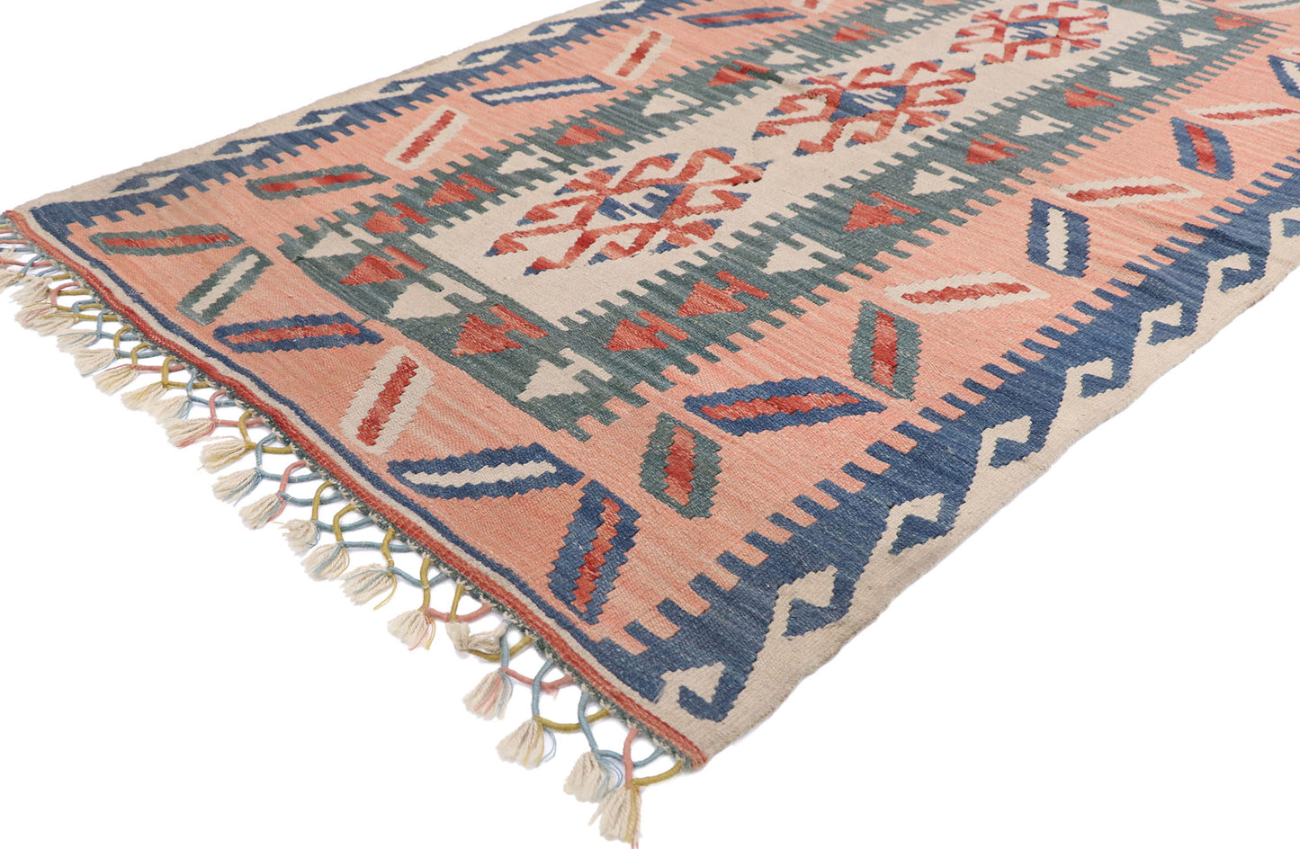 4 x 6 Vintage Persian Shiraz Kilim Rug 77823