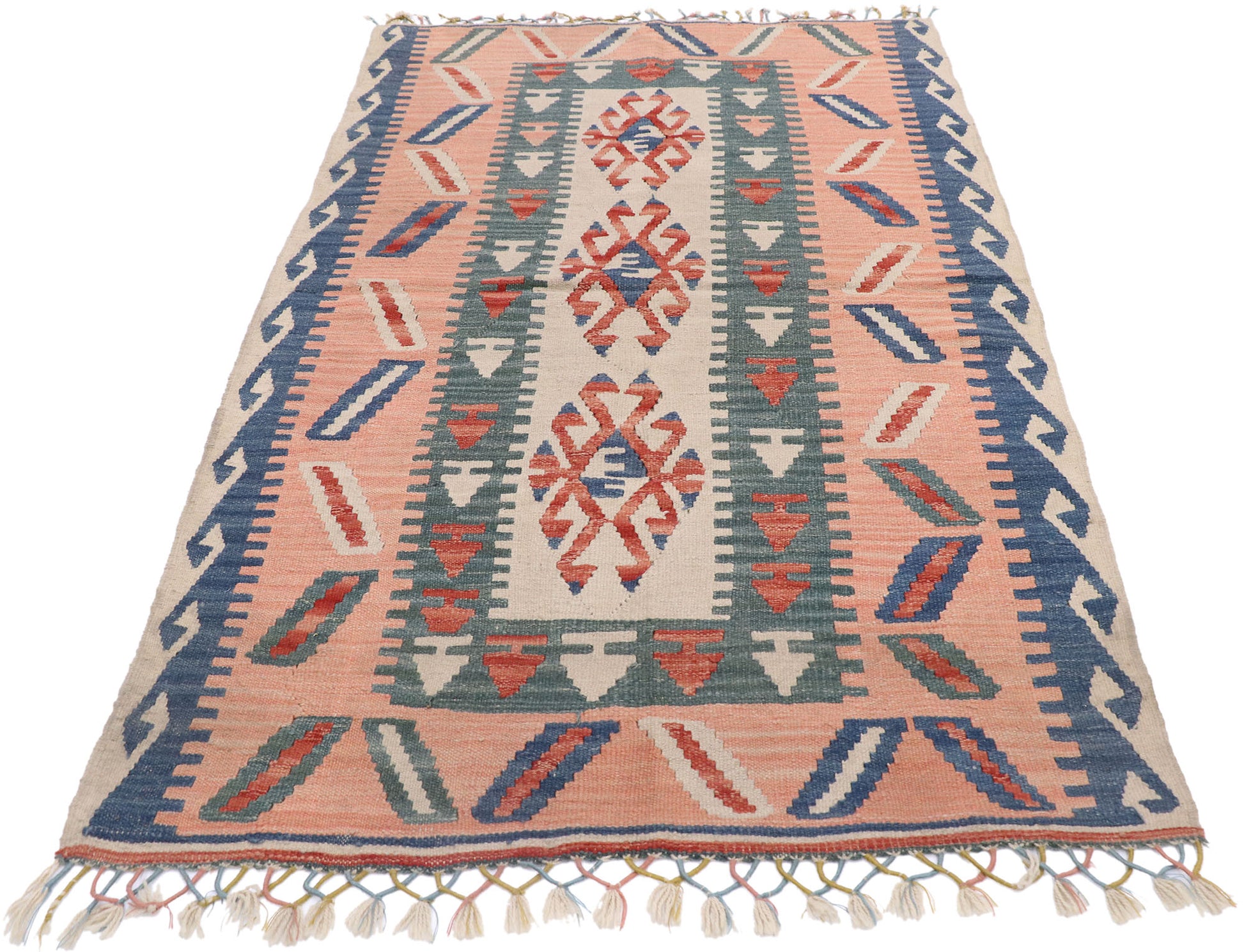 4 x 6 Vintage Persian Shiraz Kilim Rug 77823