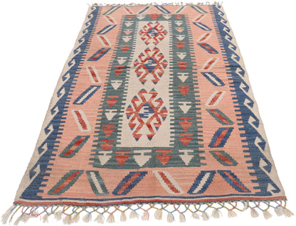 4 x 6 Vintage Persian Shiraz Kilim Rug 77823