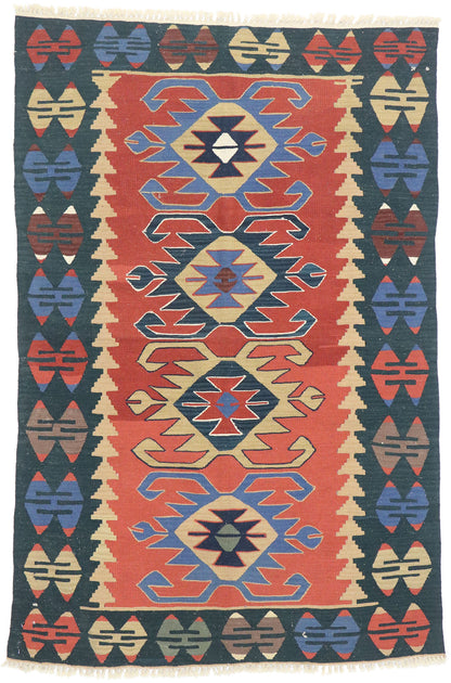 4 x 6 Vintage Persian Shiraz Kilim Rug 77825