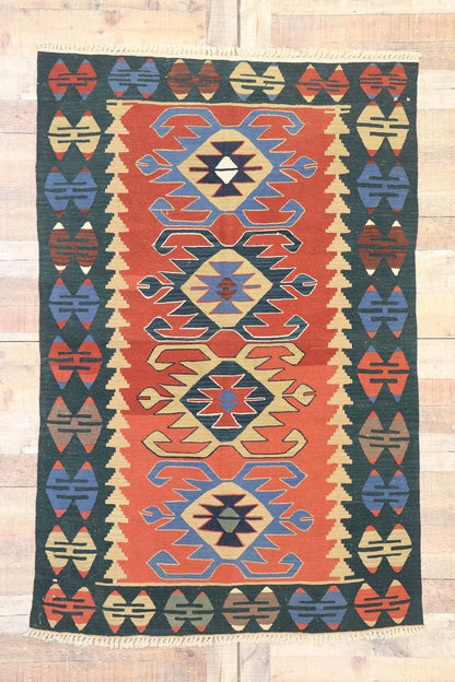 4 x 6 Vintage Persian Shiraz Kilim Rug 77825