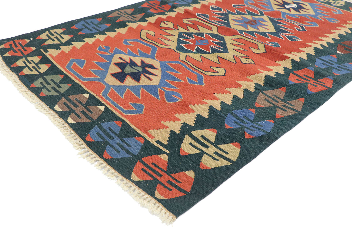 4 x 6 Vintage Persian Shiraz Kilim Rug 77825