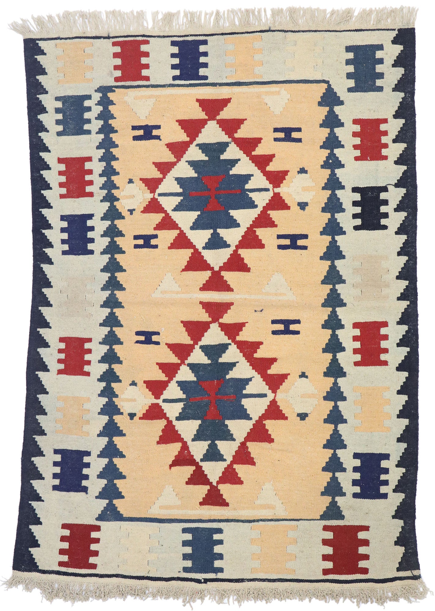 4 x 5 Vintage Persian Shiraz Kilim Rug 77826