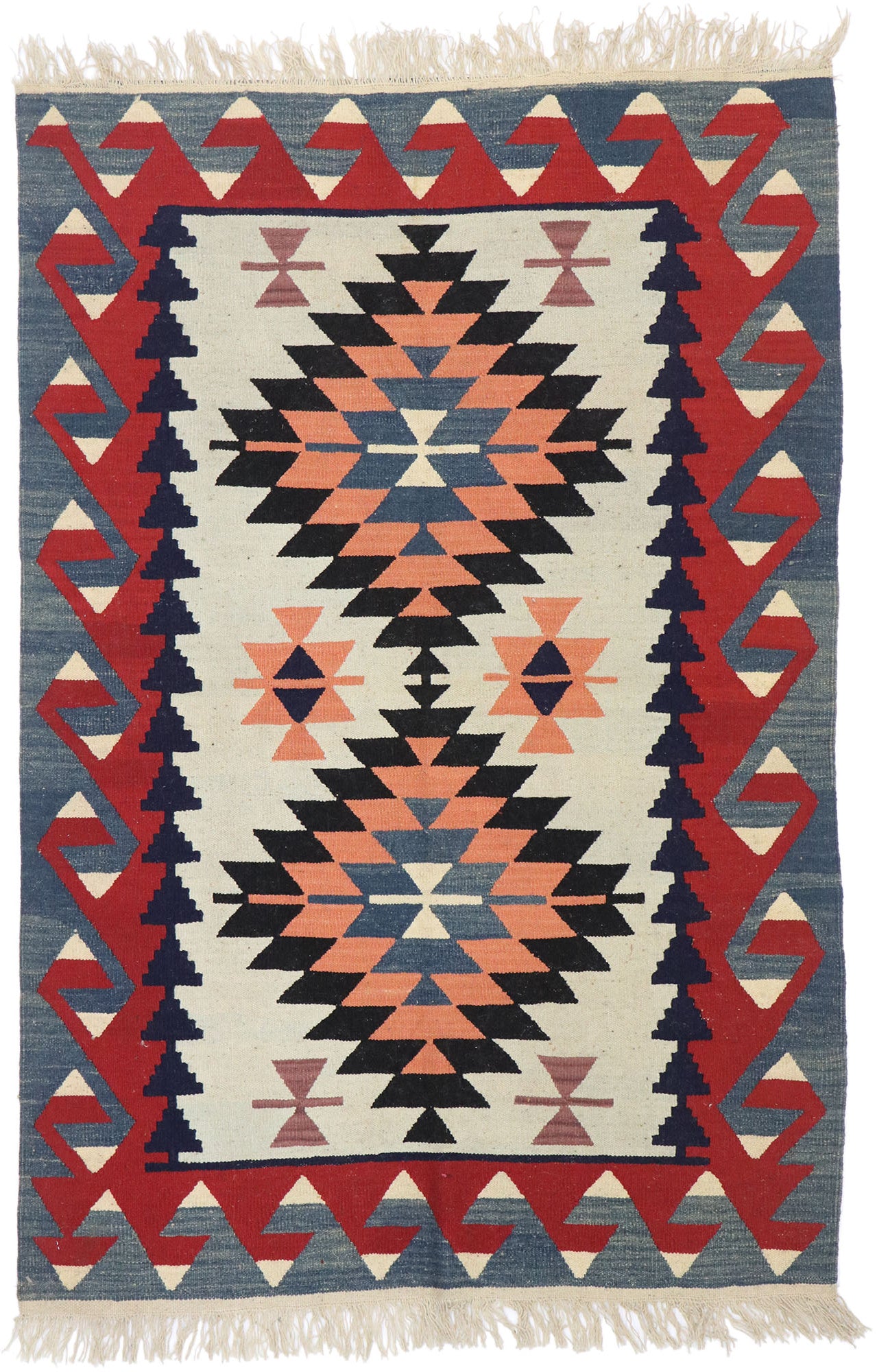 4 x 6 Vintage Persian Shiraz Kilim Rug 77827