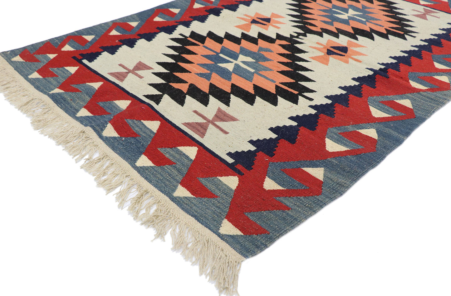 4 x 6 Vintage Persian Shiraz Kilim Rug 77827