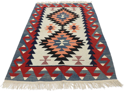 4 x 6 Vintage Persian Shiraz Kilim Rug 77827