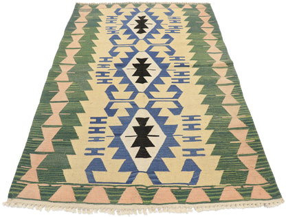 4 x 6 Vintage Persian Shiraz Kilim Rug 77829