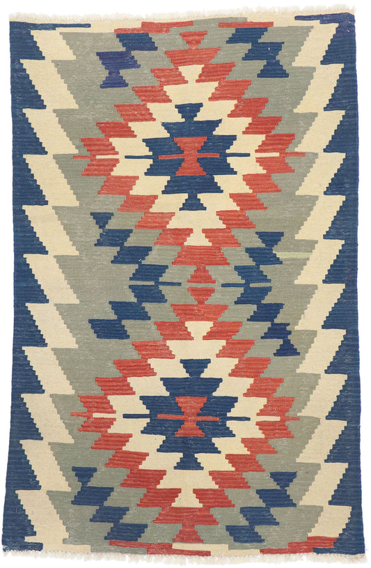 4 x 6 Vintage Persian Shiraz Kilim Rug 77830