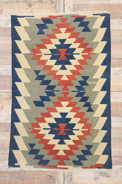 4 x 6 Vintage Persian Shiraz Kilim Rug 77830