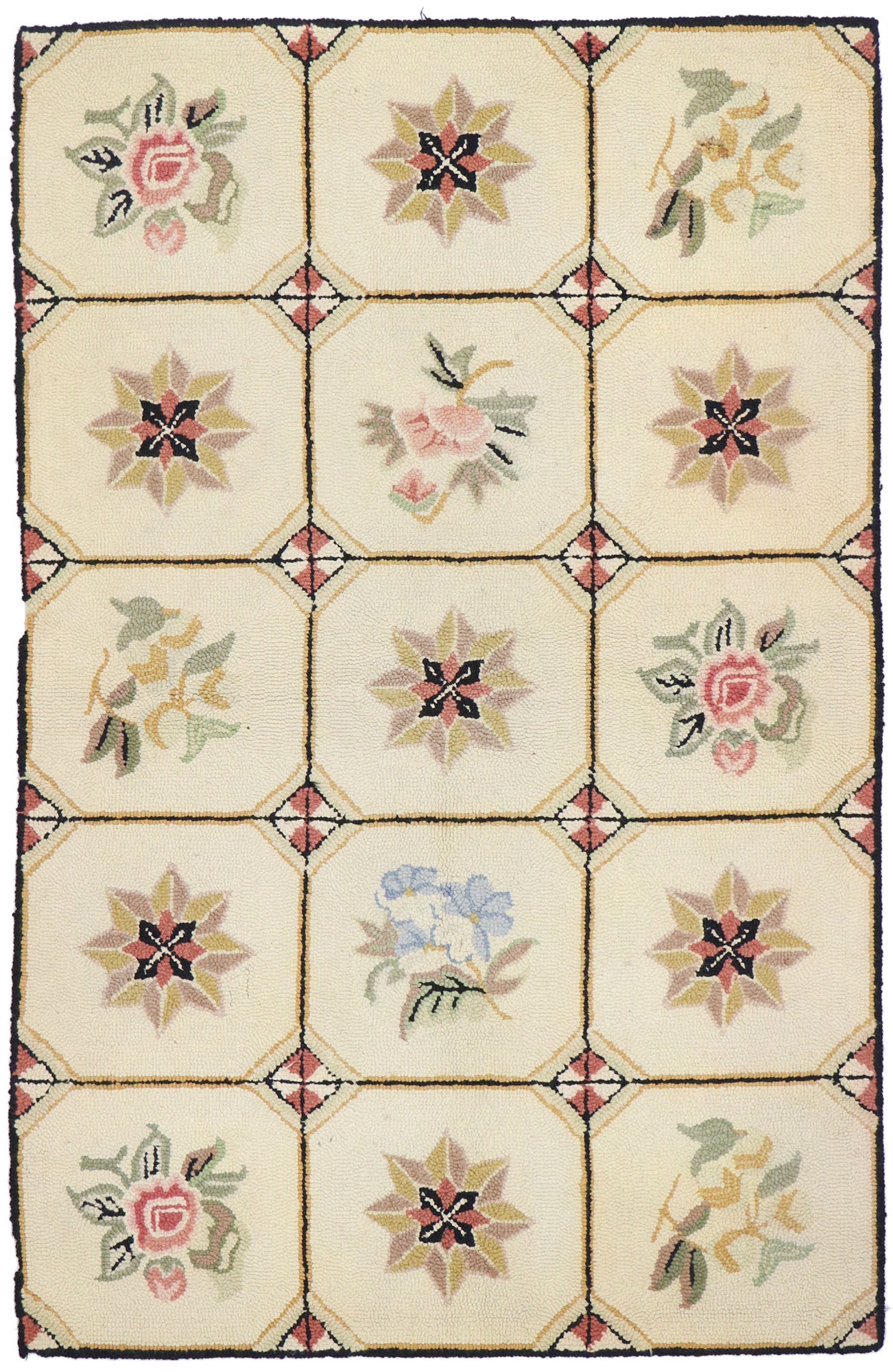 3 x 5 Antique American Hooked Rug 77831