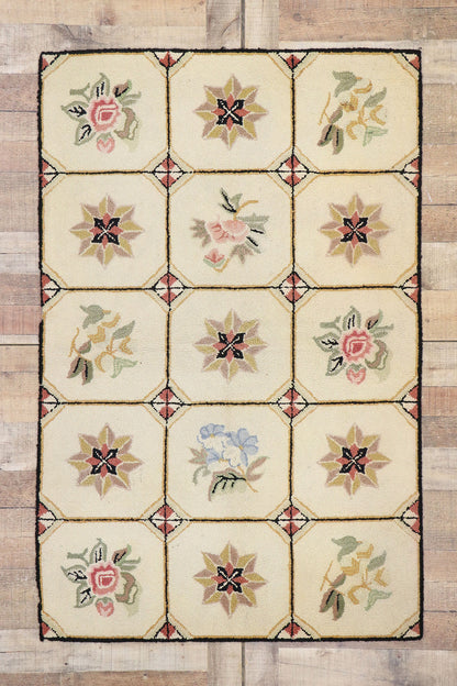 3 x 5 Antique American Hooked Rug 77831