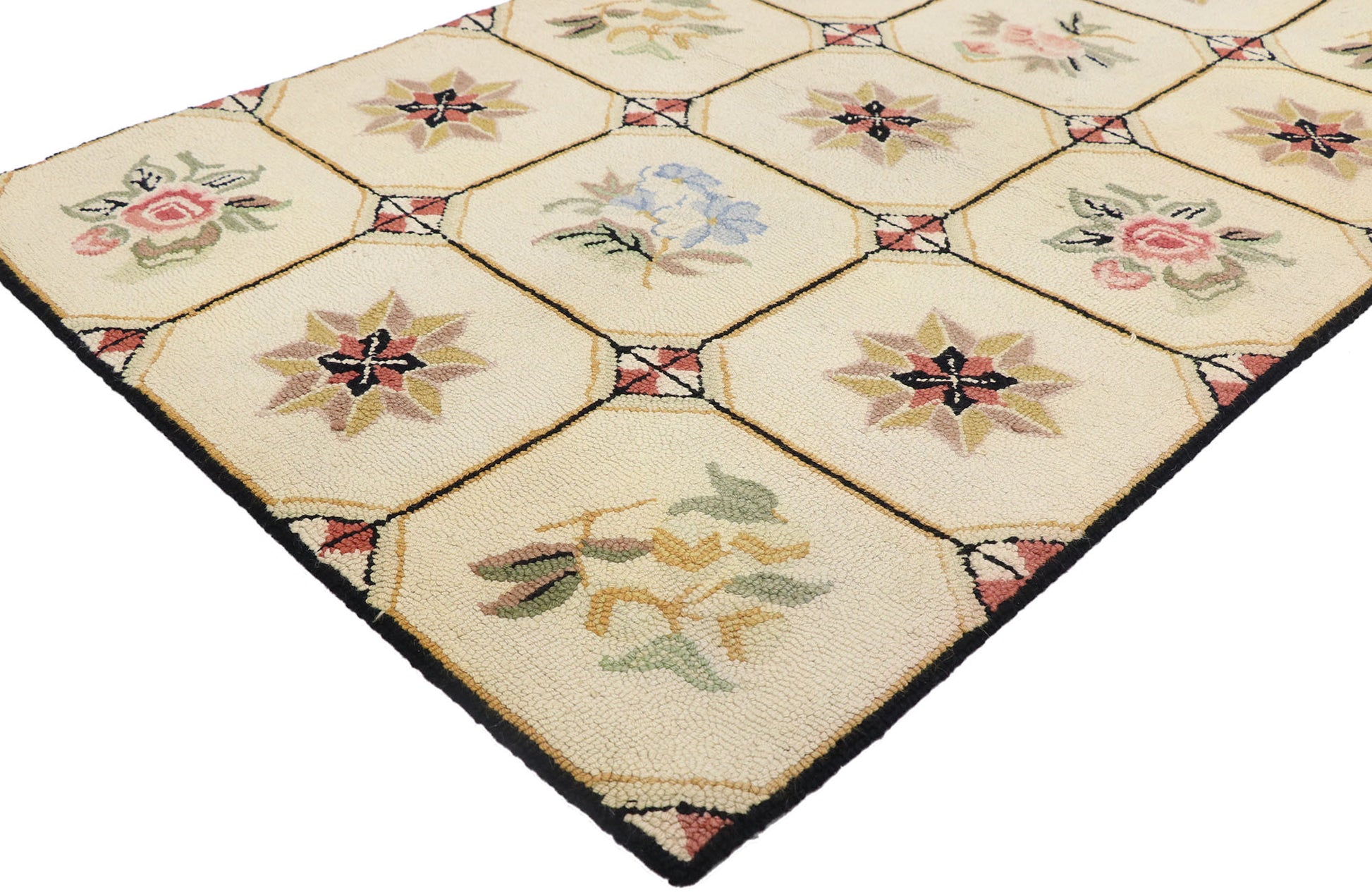 3 x 5 Antique American Hooked Rug 77831