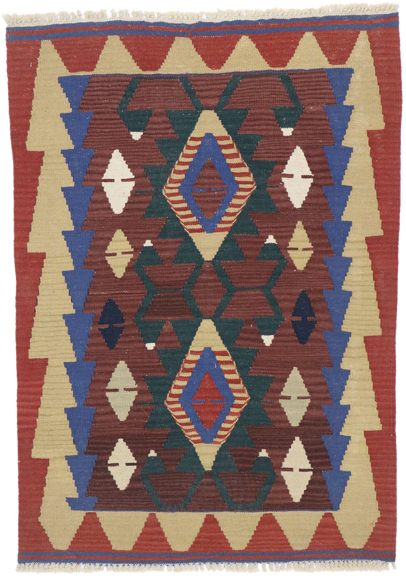 3 x 4 Vintage Persian Shiraz Kilim Rug 77837