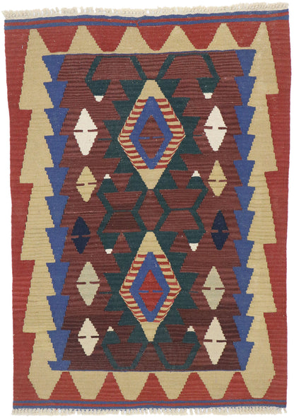 3 x 4 Vintage Persian Shiraz Kilim Rug 77837