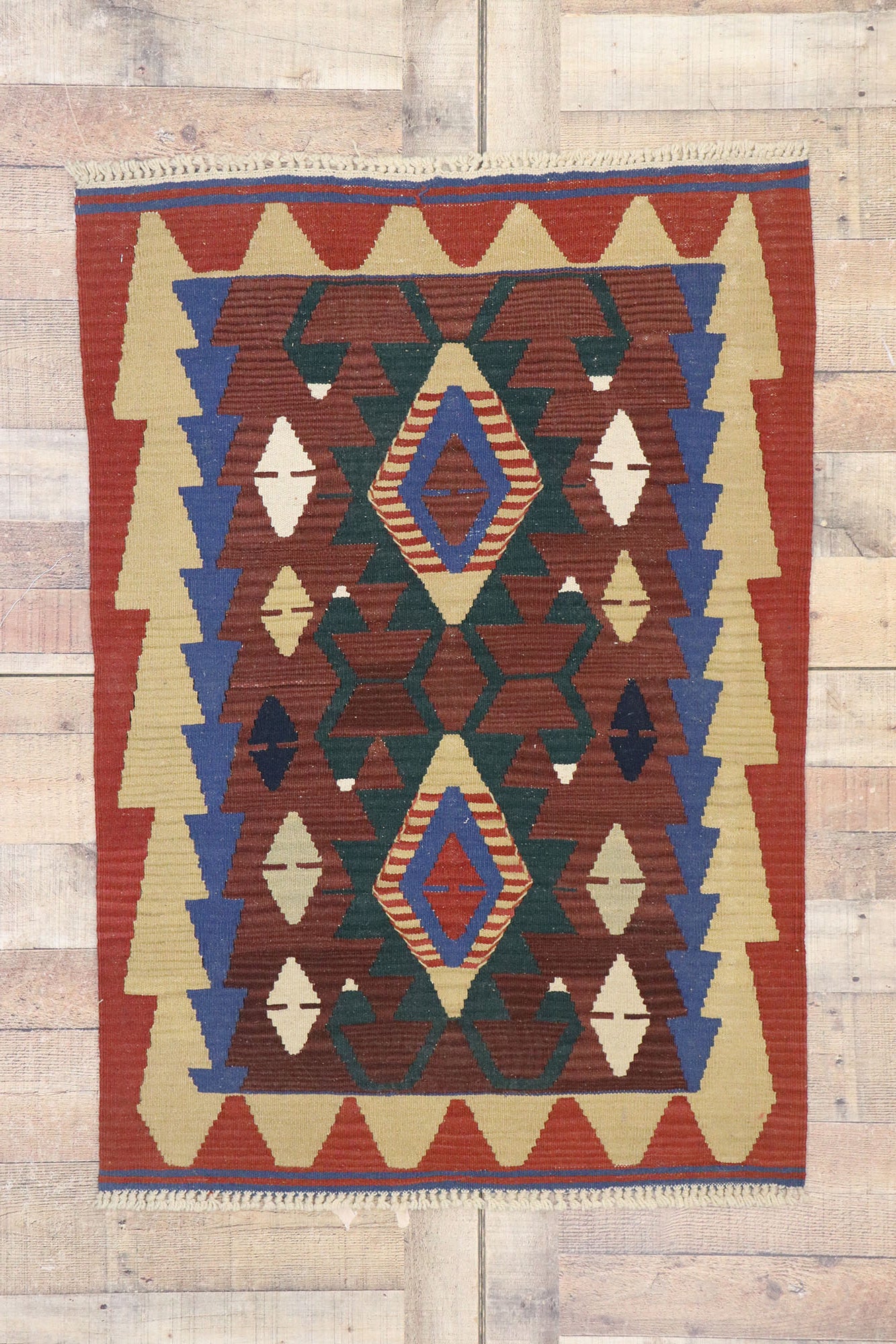 3 x 4 Vintage Persian Shiraz Kilim Rug 77837