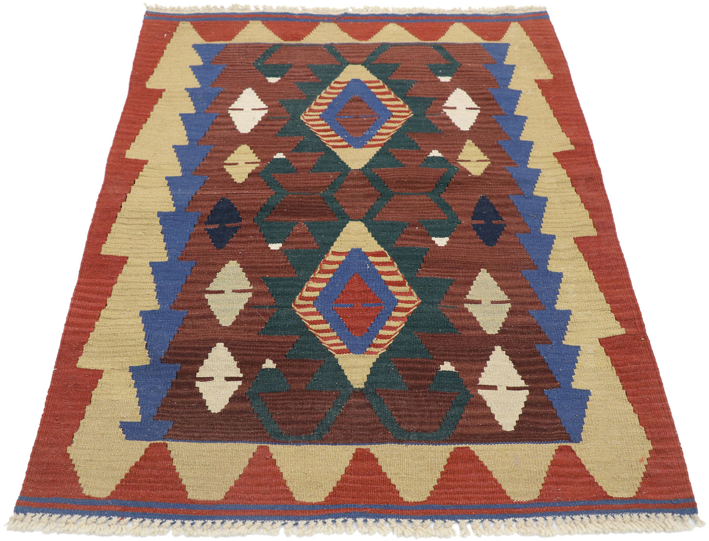 3 x 4 Vintage Persian Shiraz Kilim Rug 77837