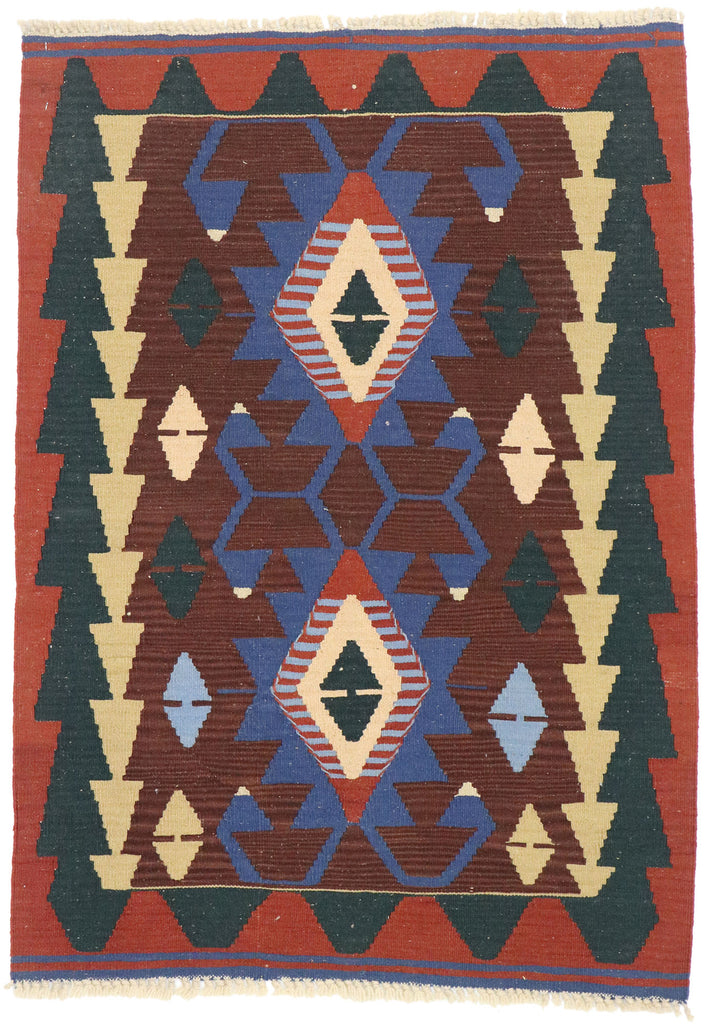 3 x 4 Vintage Persian Shiraz Kilim Rug 77838