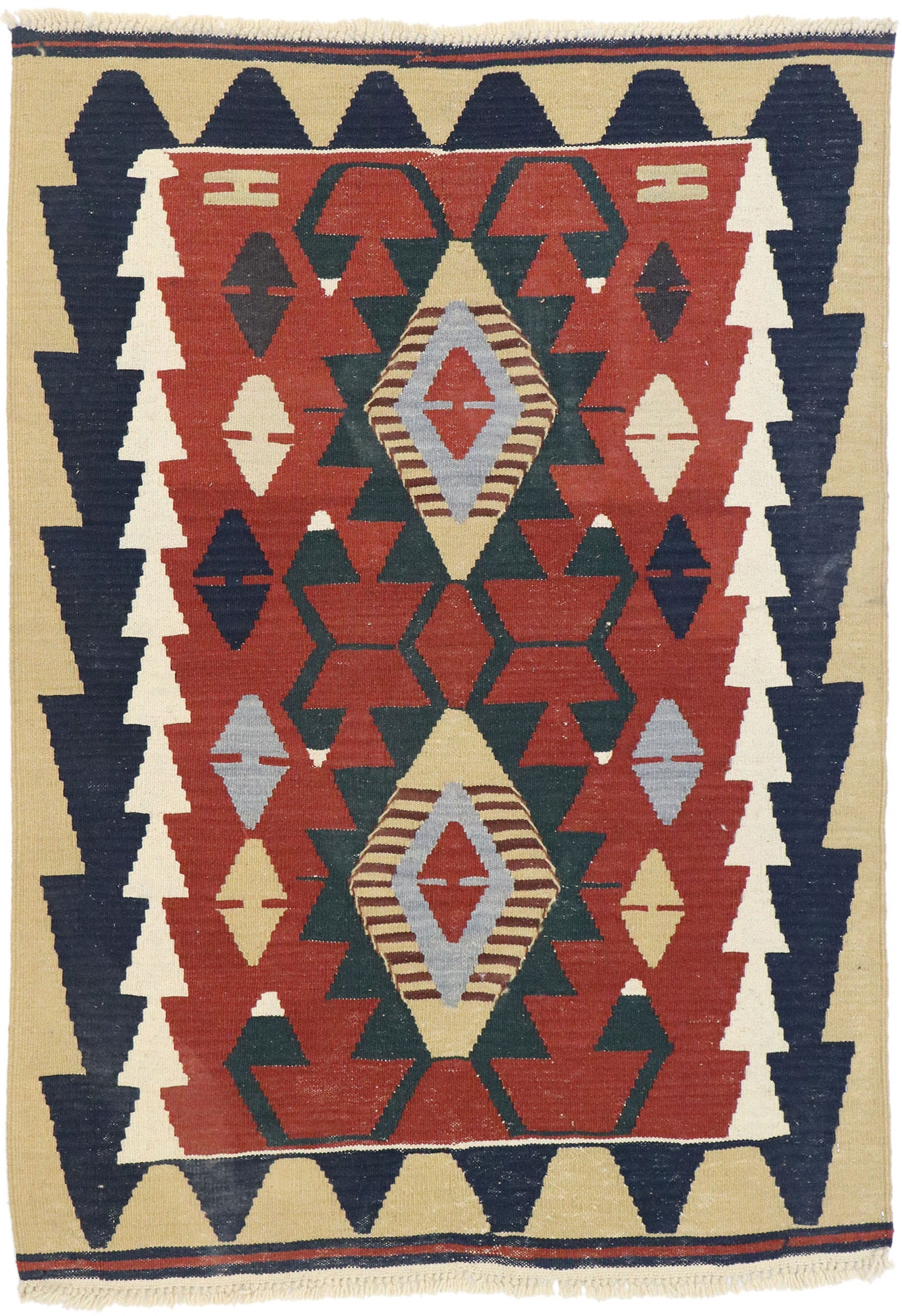 3 x 4 Vintage Persian Shiraz Kilim Rug 77839