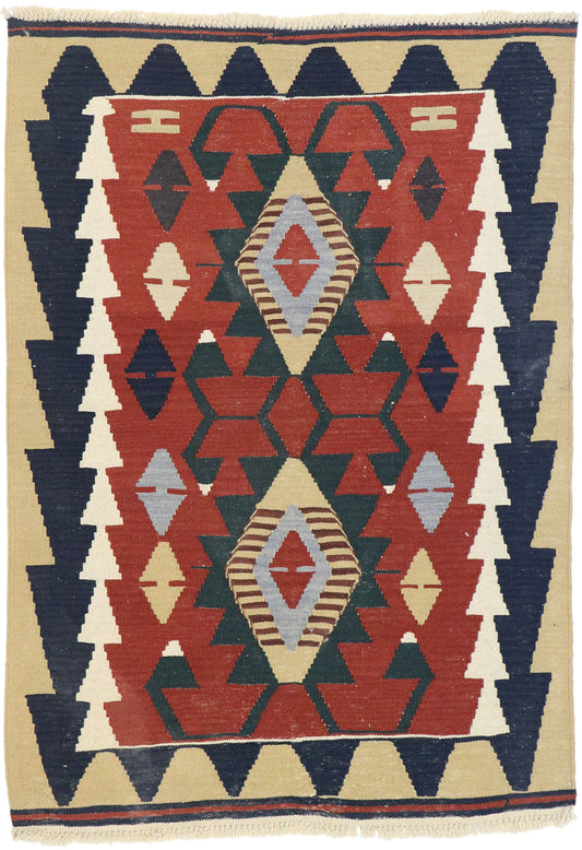 3 x 4 Vintage Persian Shiraz Kilim Rug 77839