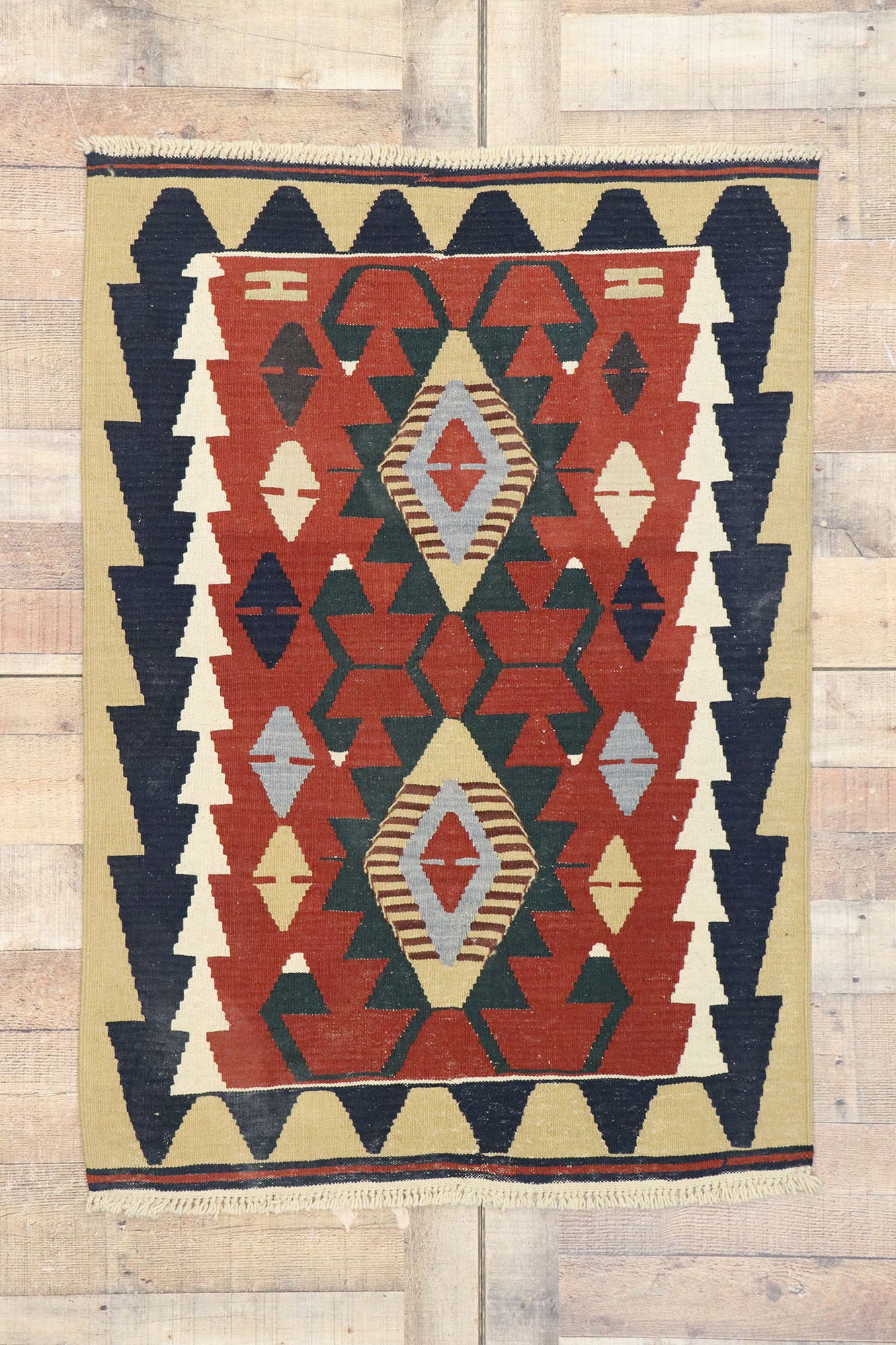 3 x 4 Vintage Persian Shiraz Kilim Rug 77839