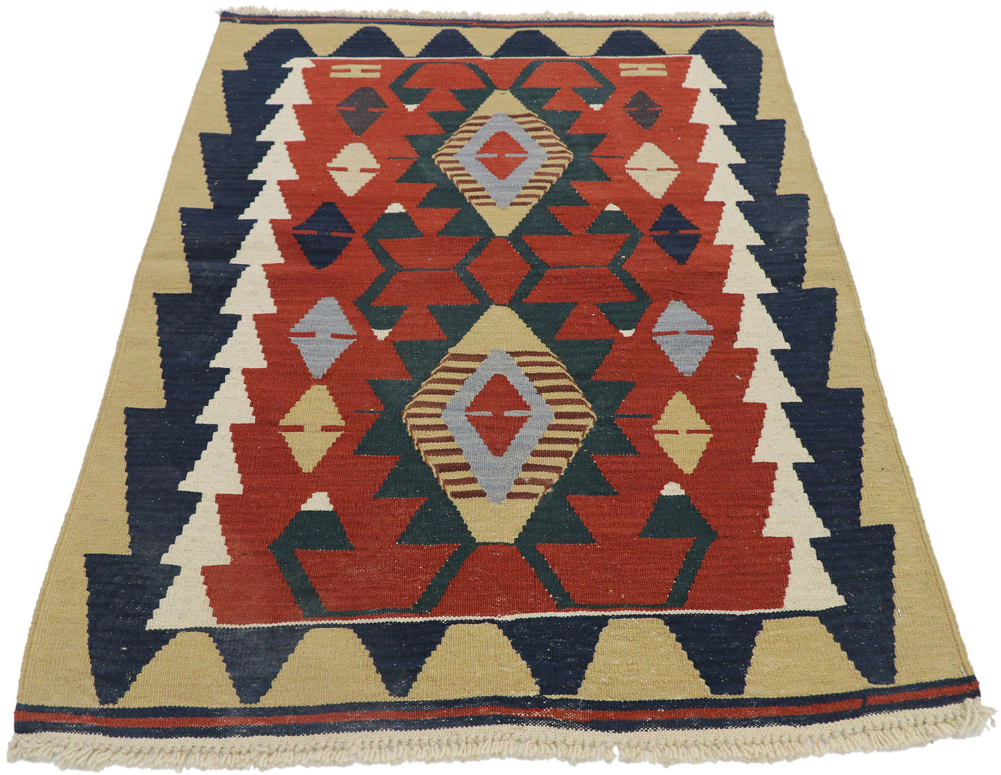 3 x 4 Vintage Persian Shiraz Kilim Rug 77839