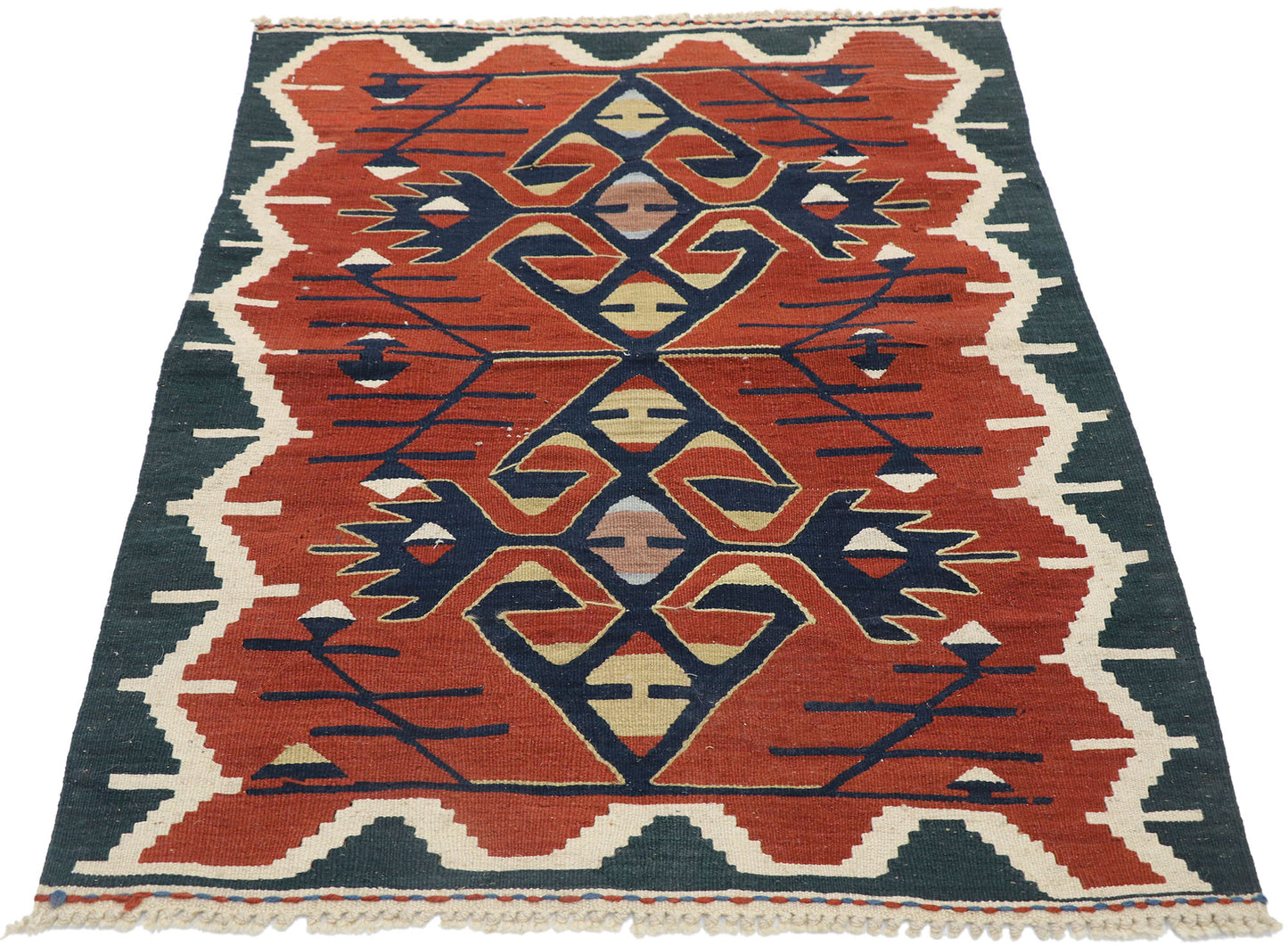 3 x 4 Vintage Persian Shiraz Kilim Rug 77842